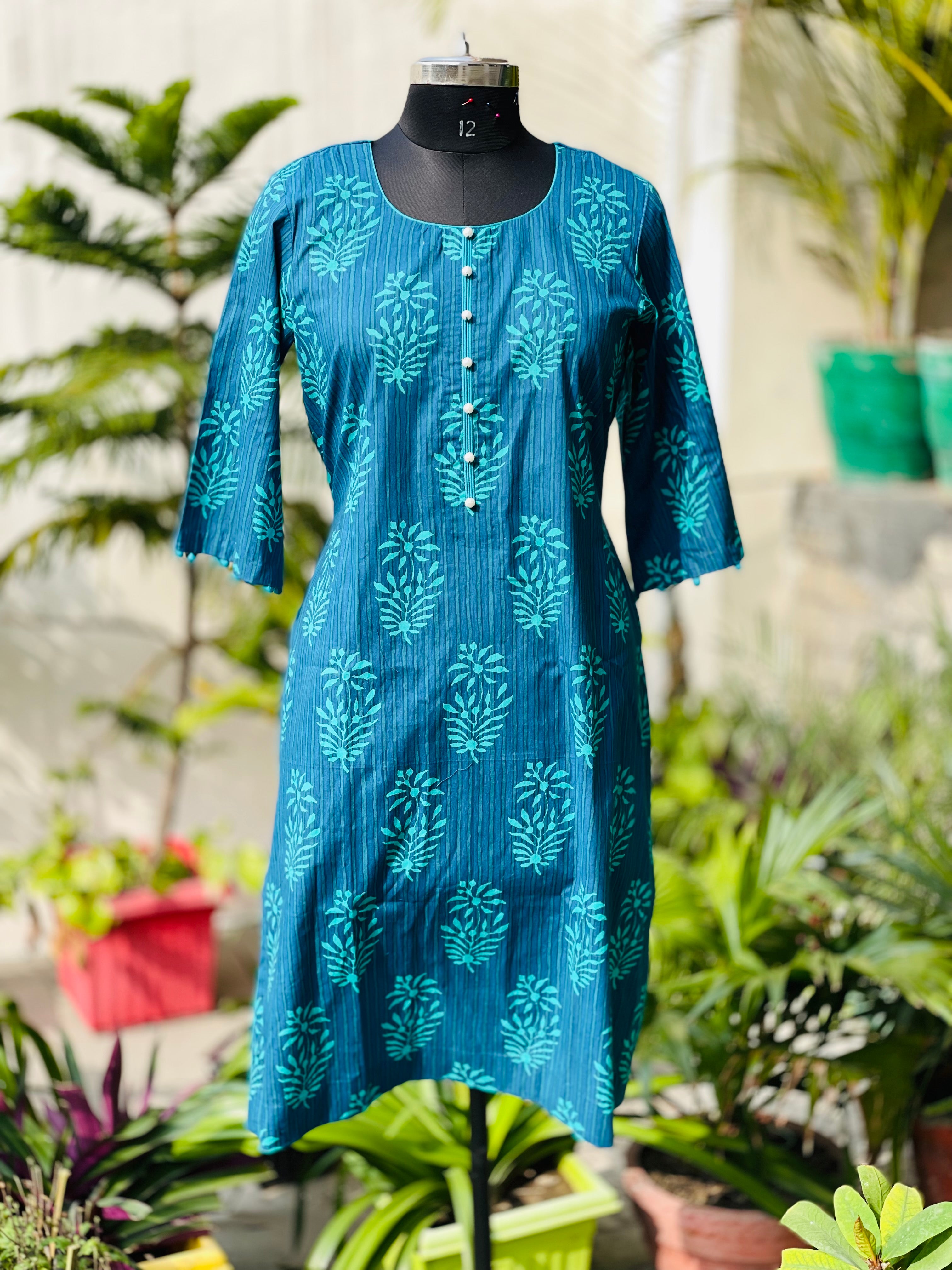 Blue Leaf Kurti