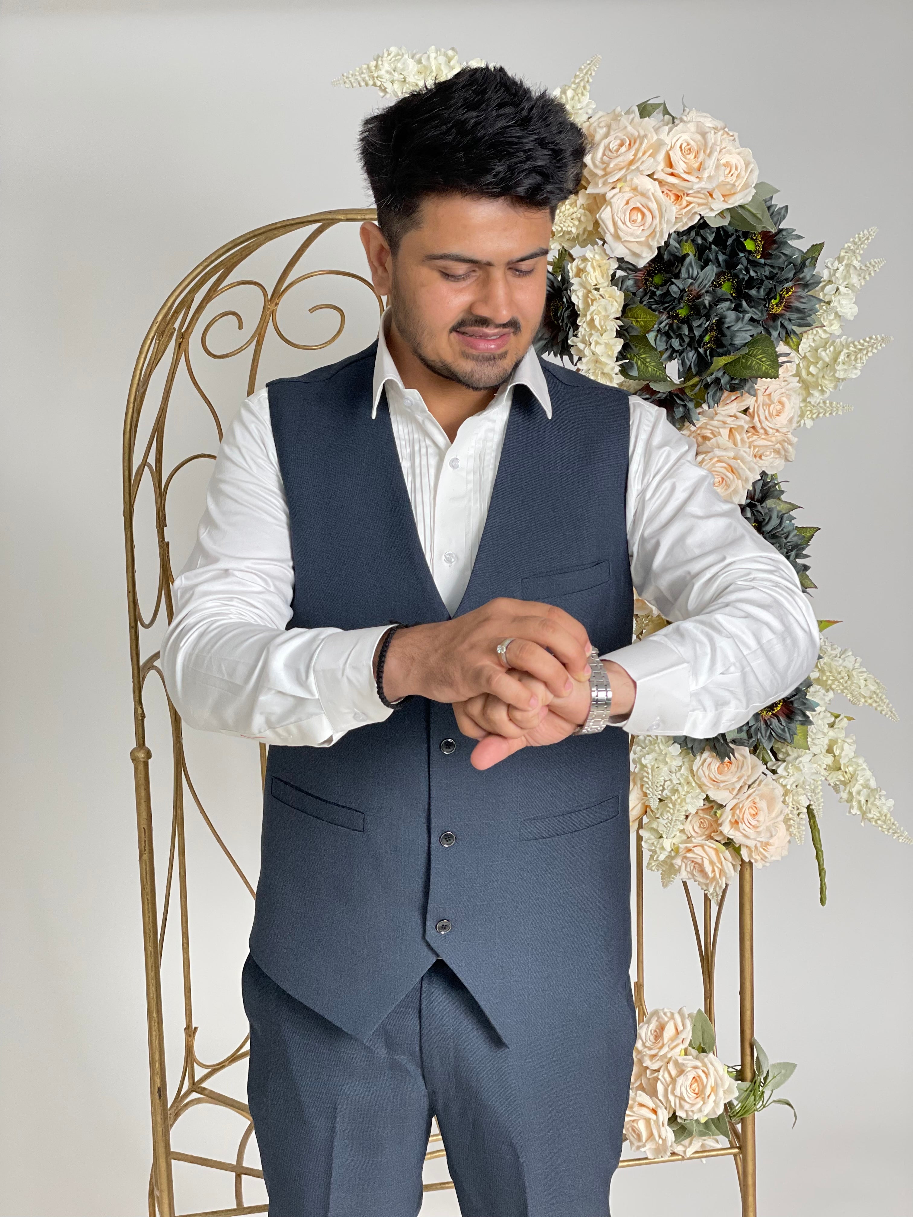 Menswear Grey Waistcoat Set