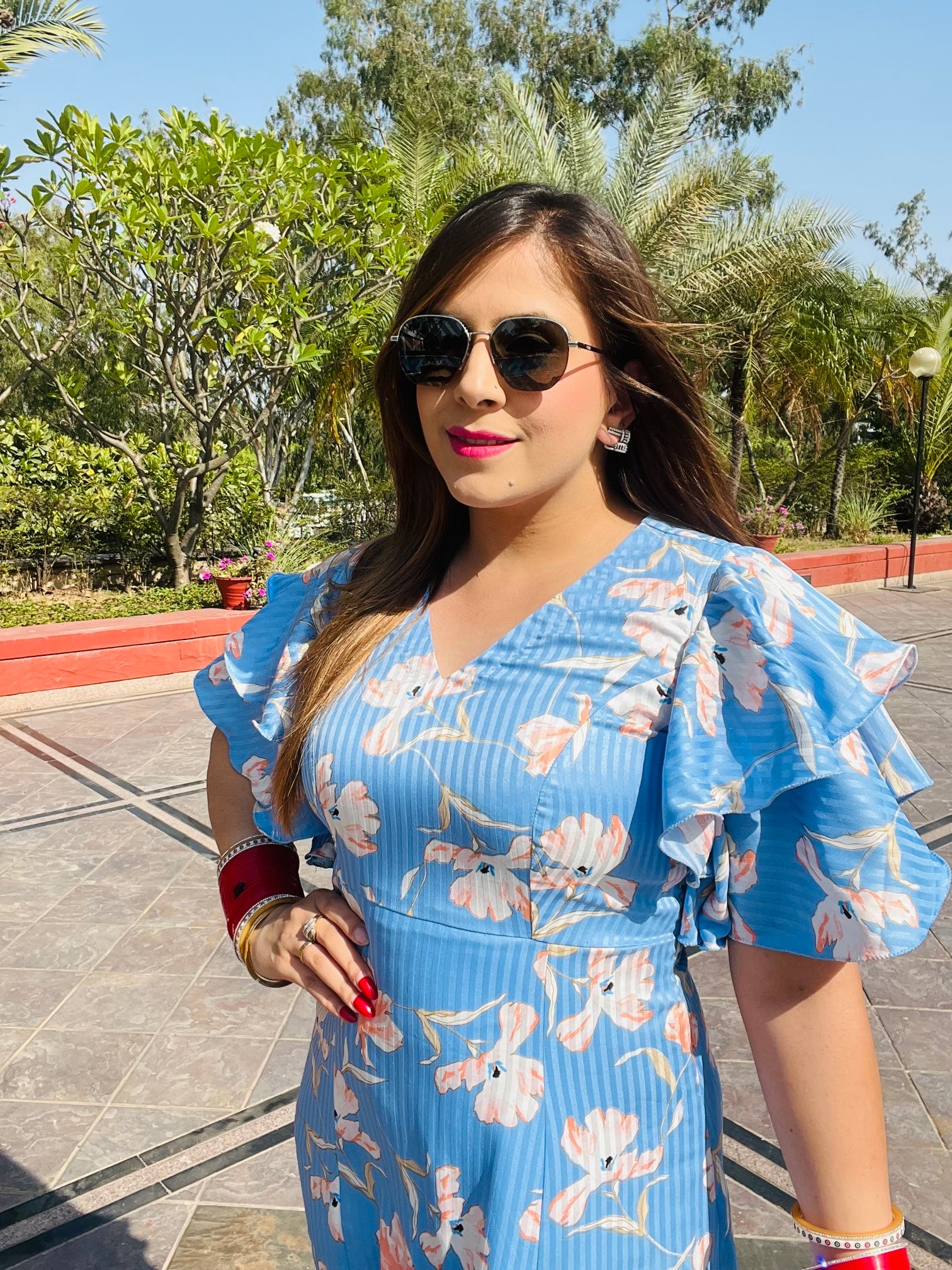 Sky Blue Floral MIdi