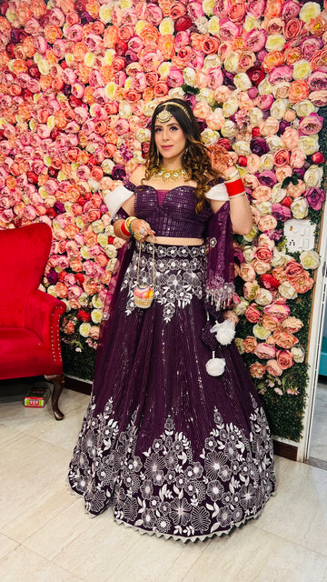 Purple Flower Lehenga