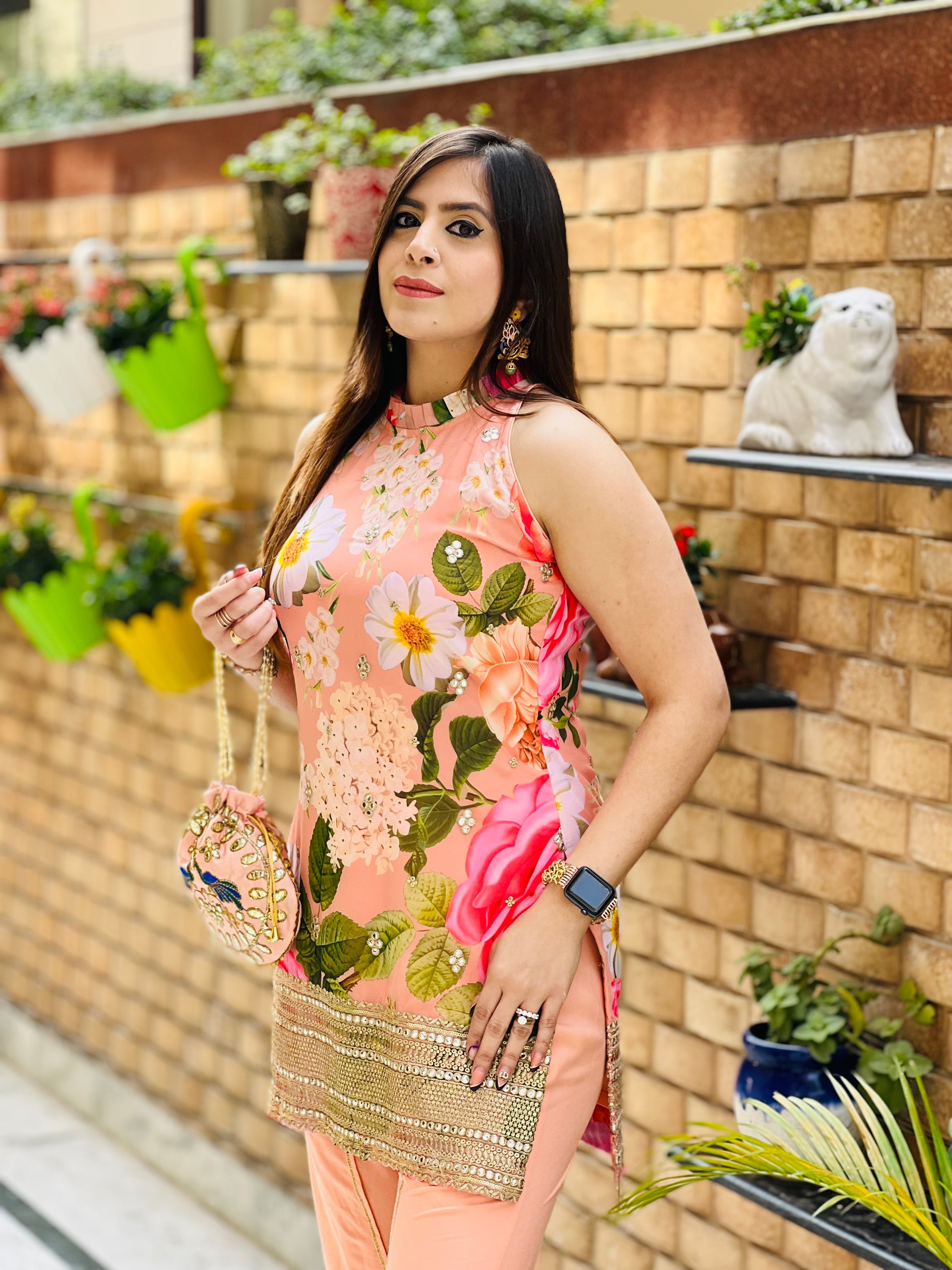 Peach Dhoti Suit