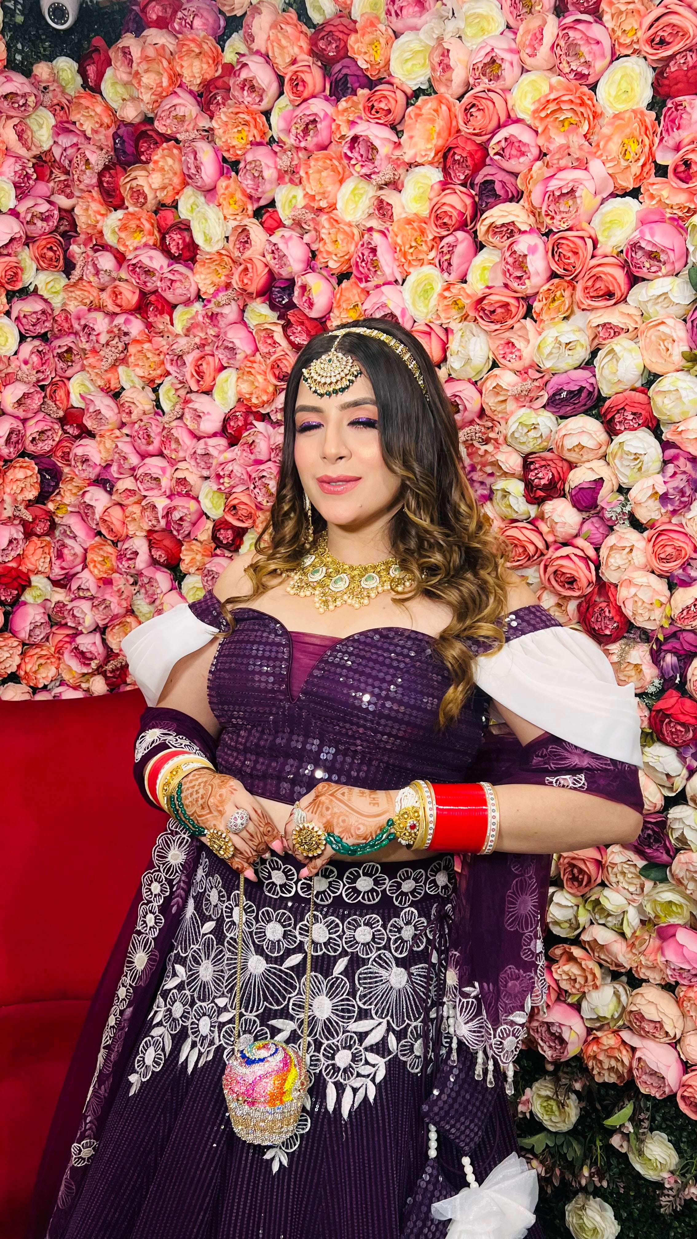 Purple Flower Lehenga