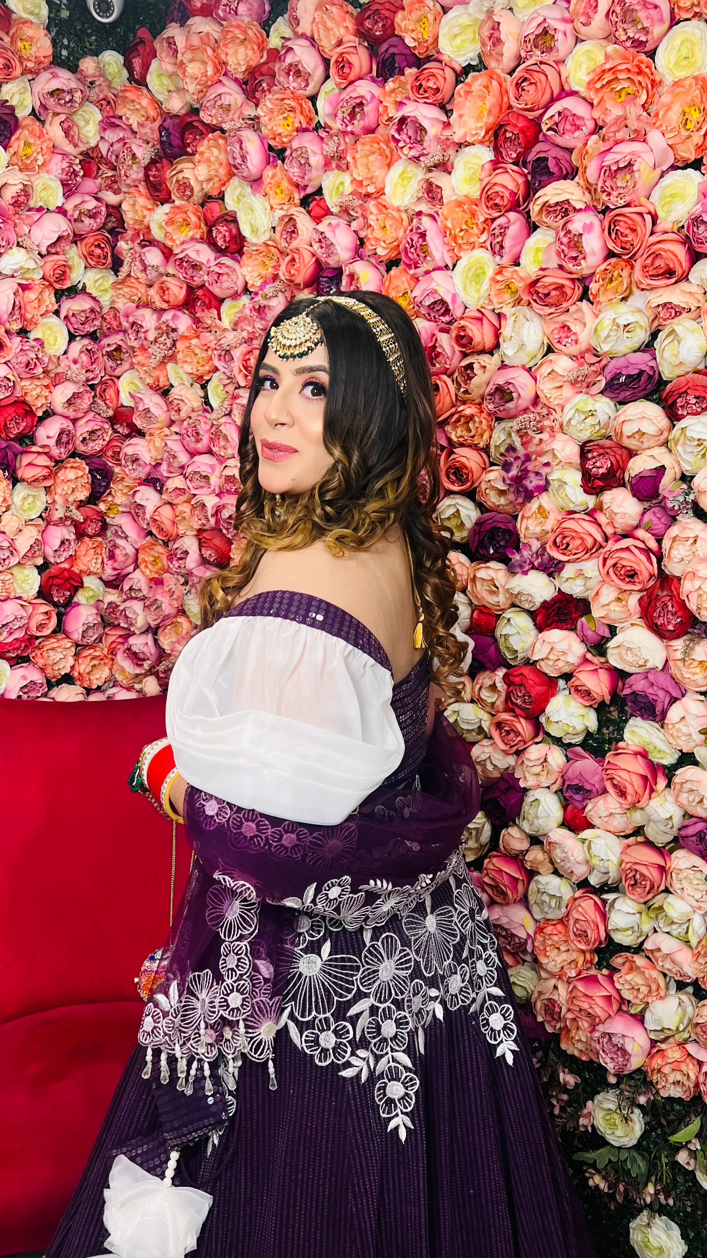 Purple Flower Lehenga