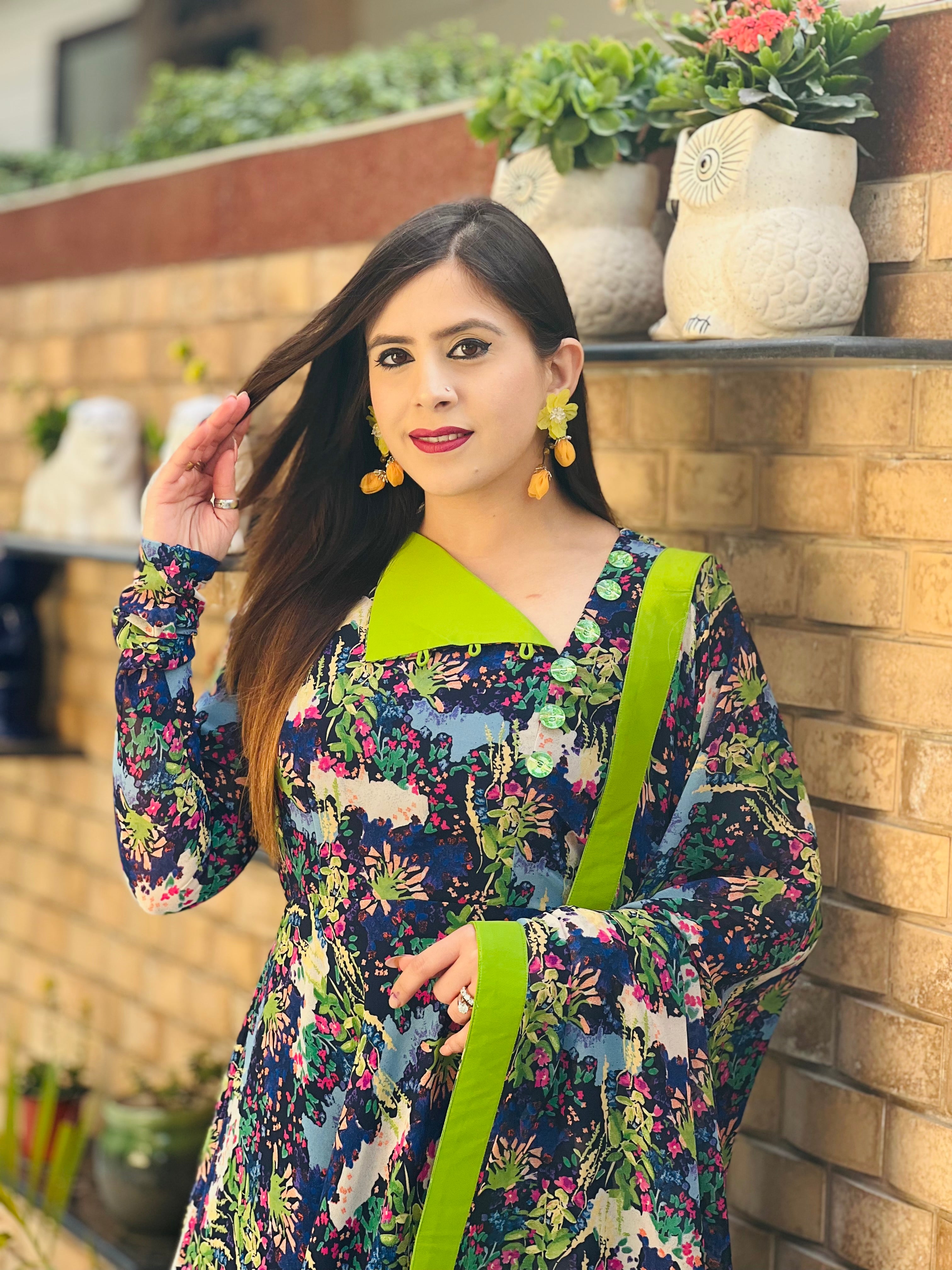 Coral reef print on print suit