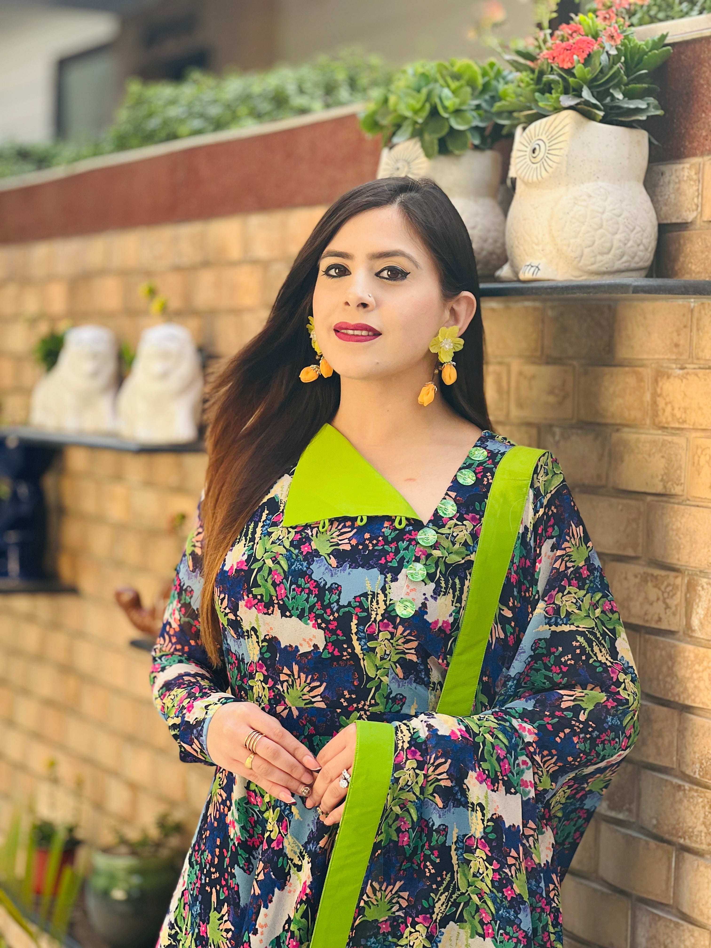 Coral reef print on print suit