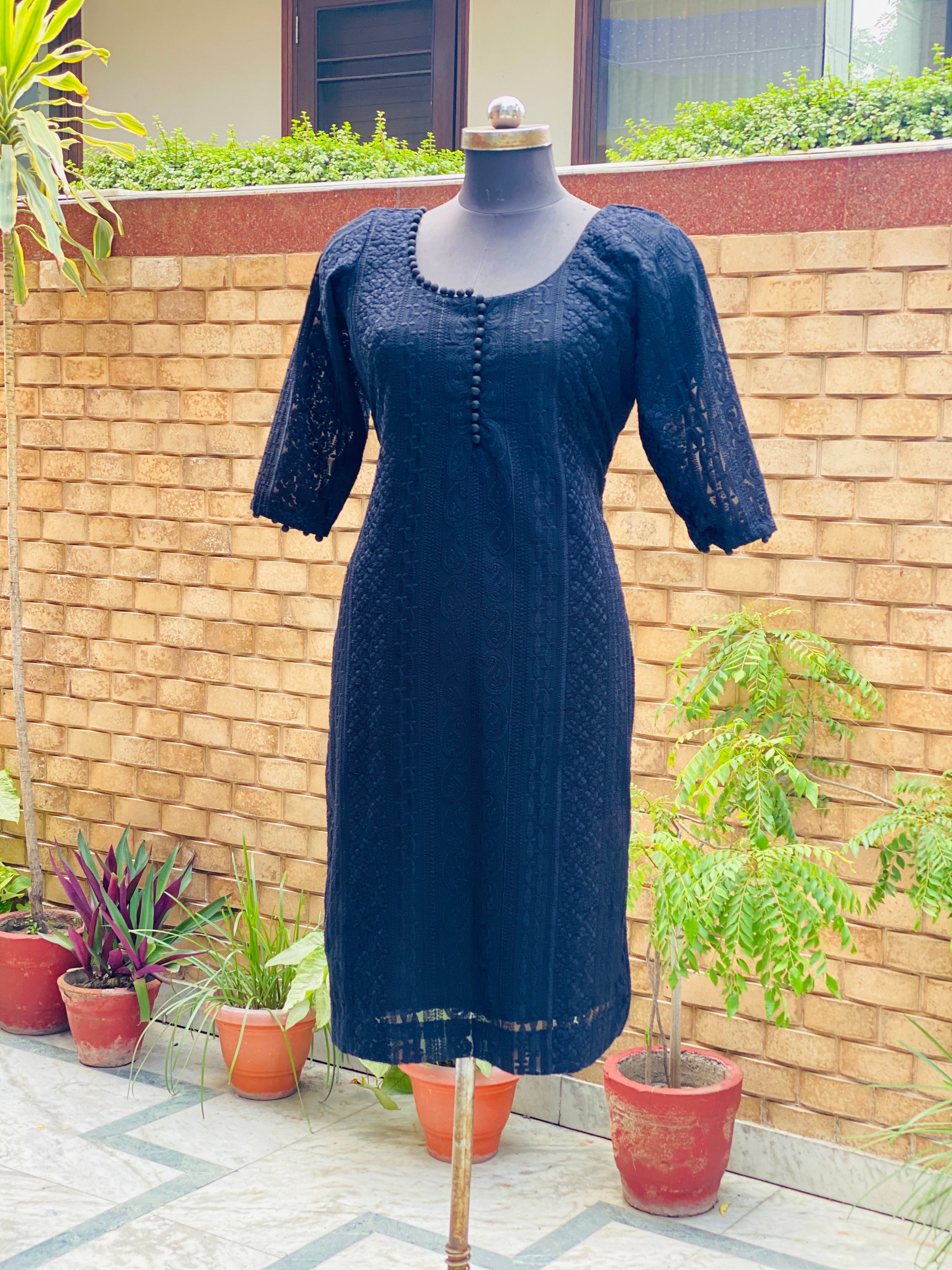 Navy Blue Chikankari Kurti Set