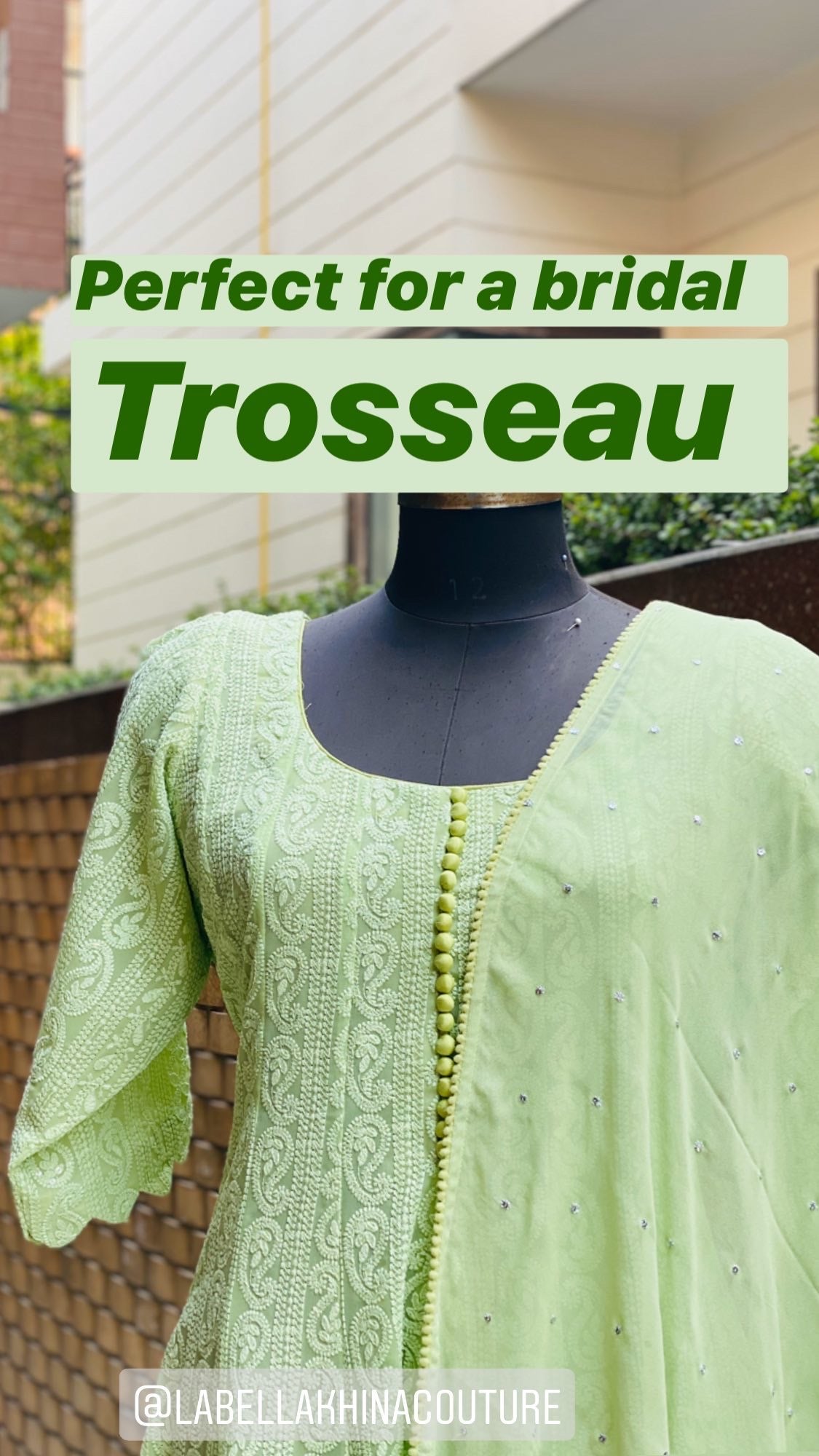 Pista Green Chikankari Anarkali