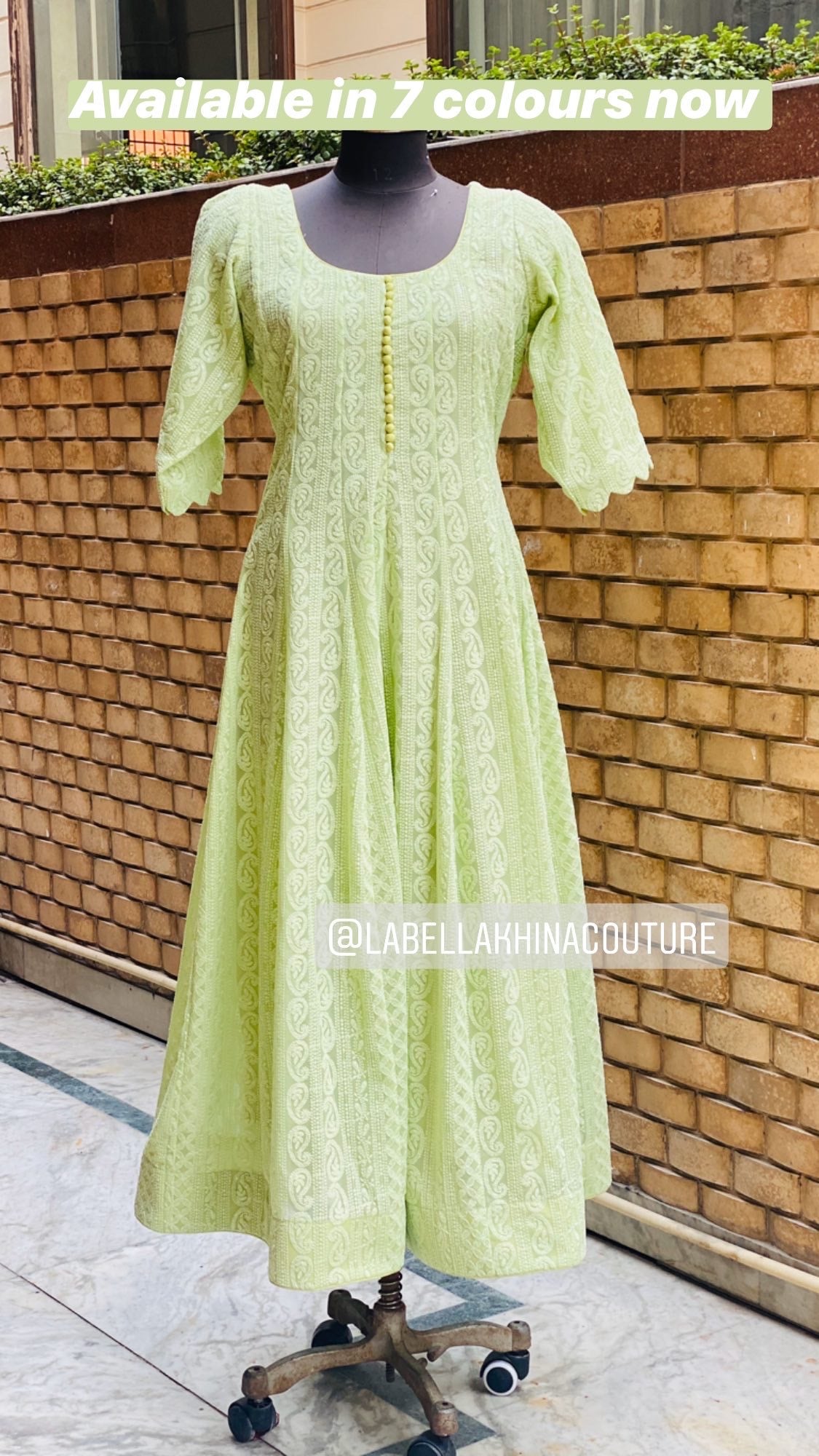 Pista Green Chikankari Anarkali