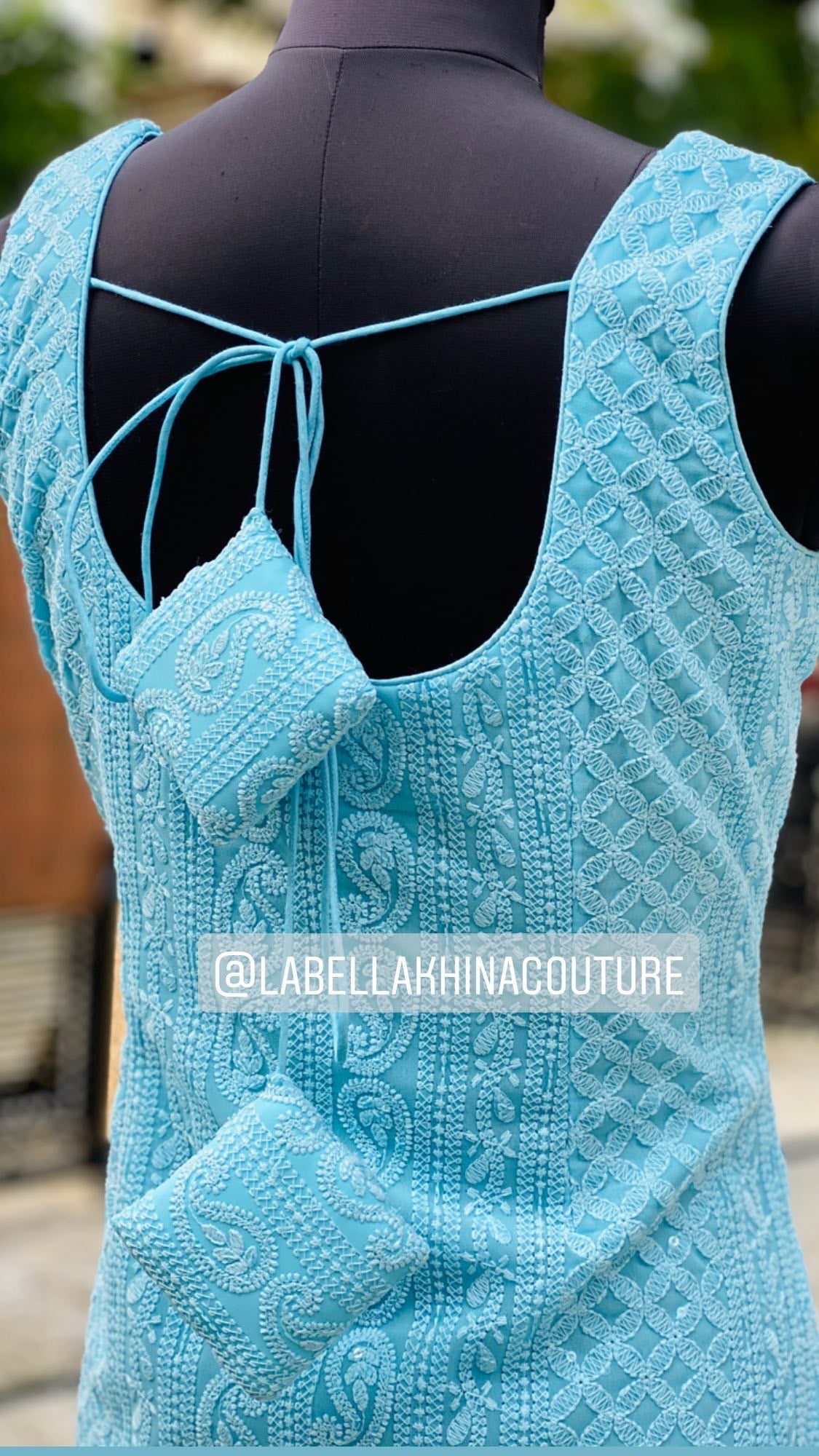 Sky Blue Chikankar Kurti Set