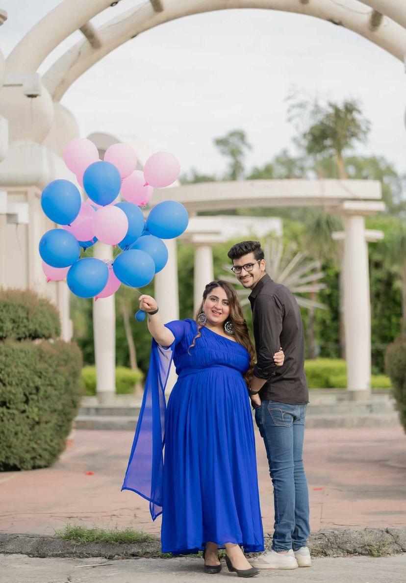 Blue Off Shoulder Trail Gown