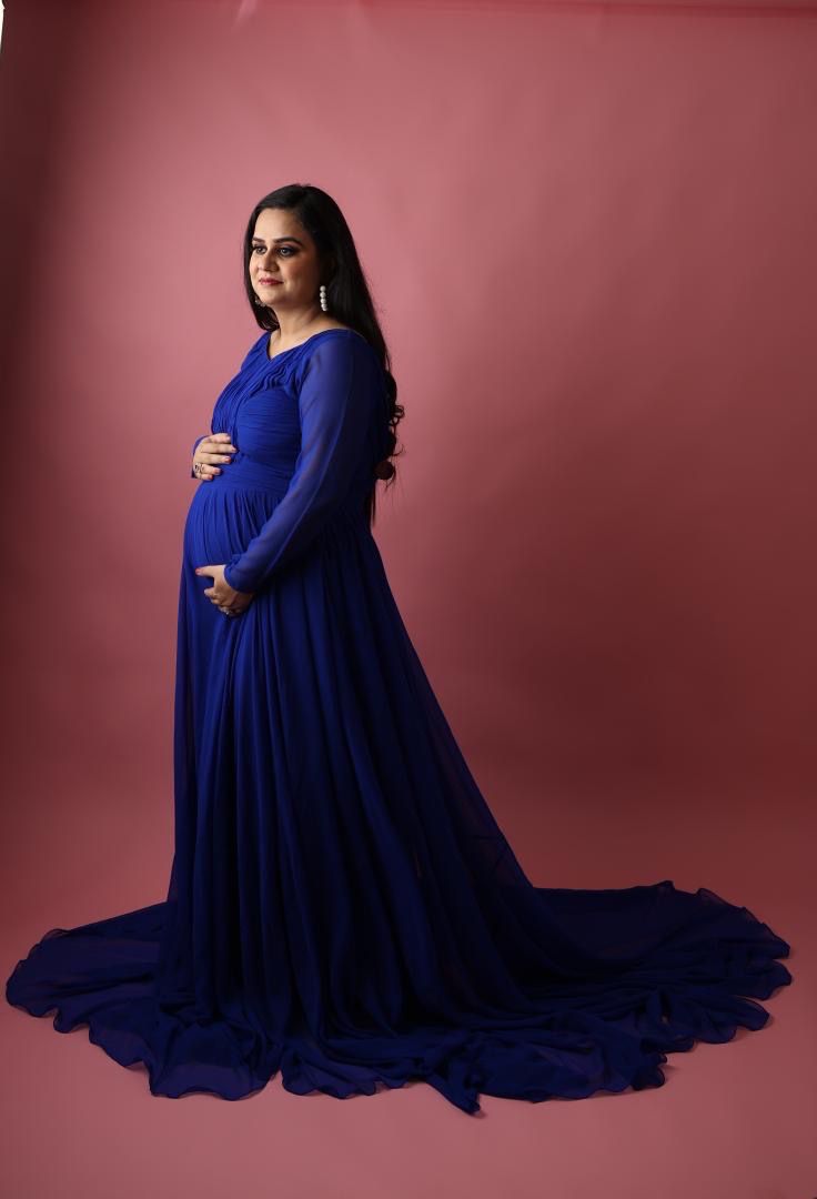 Navy Blue Maternity Gown
