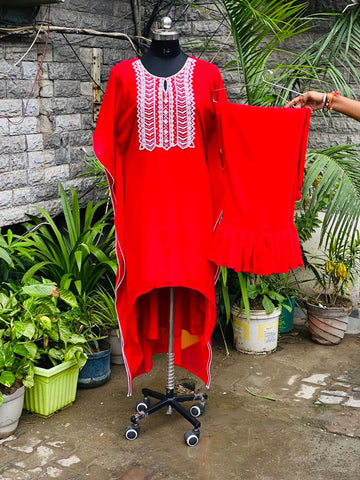 Red Embroidered Kaftaan Set