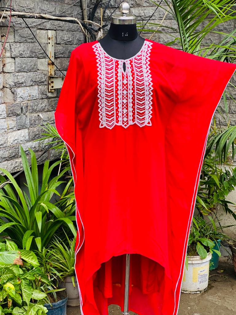 Red Embroidered Kaftaan Set