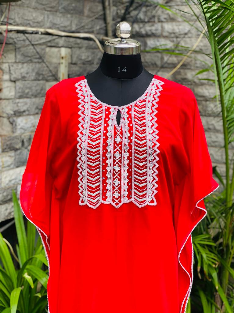 Red Embroidered Kaftaan Set