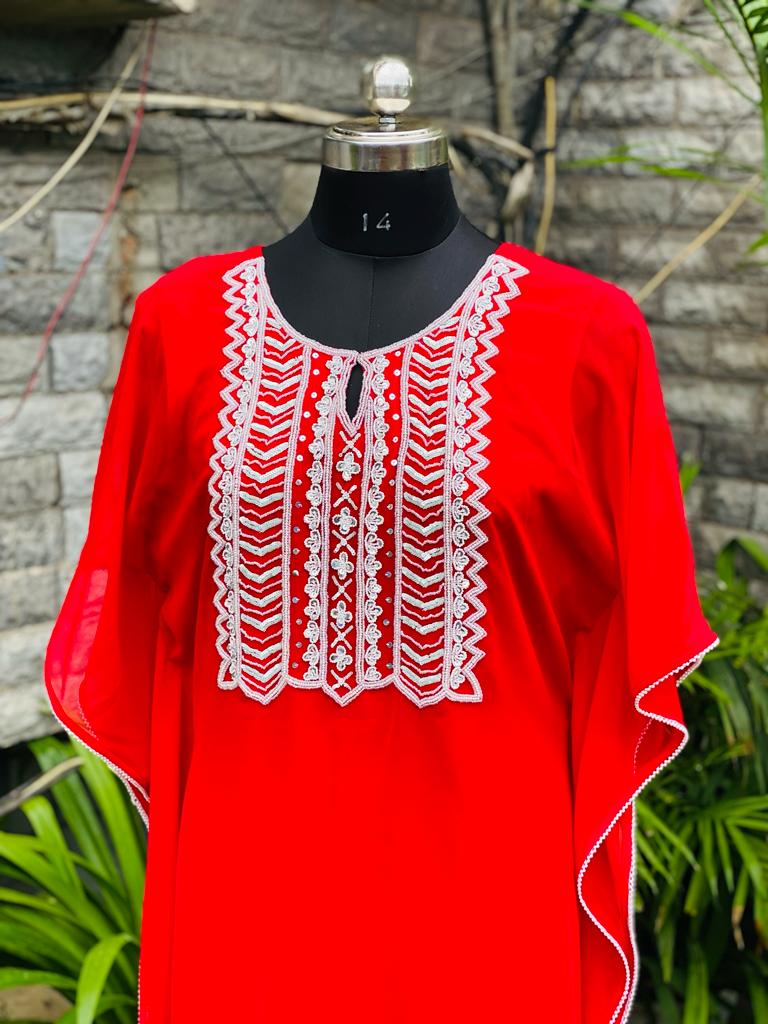 Red Embroidered Kaftaan Set