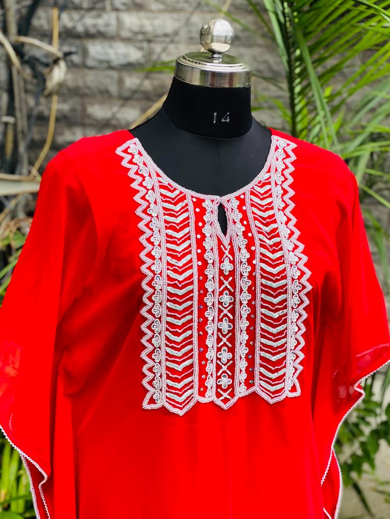 Red Embroidered Kaftaan Set