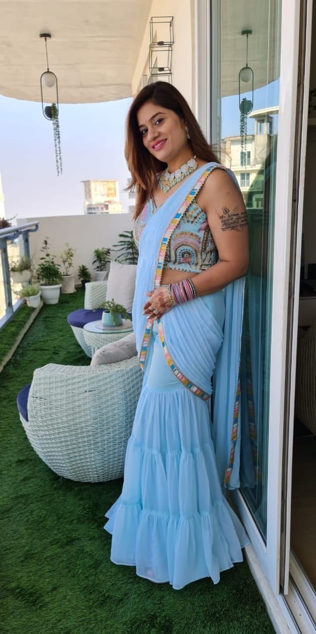 Sky Blue Garara Saree