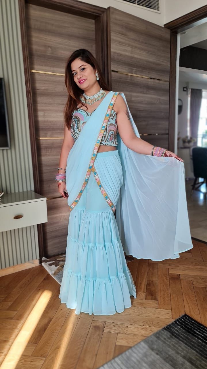 Sky Blue Garara Saree
