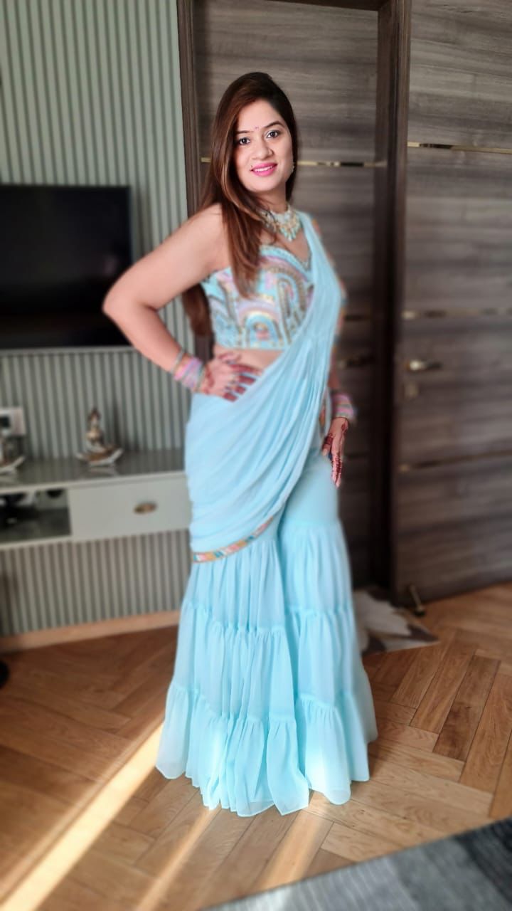 Sky Blue Garara Saree