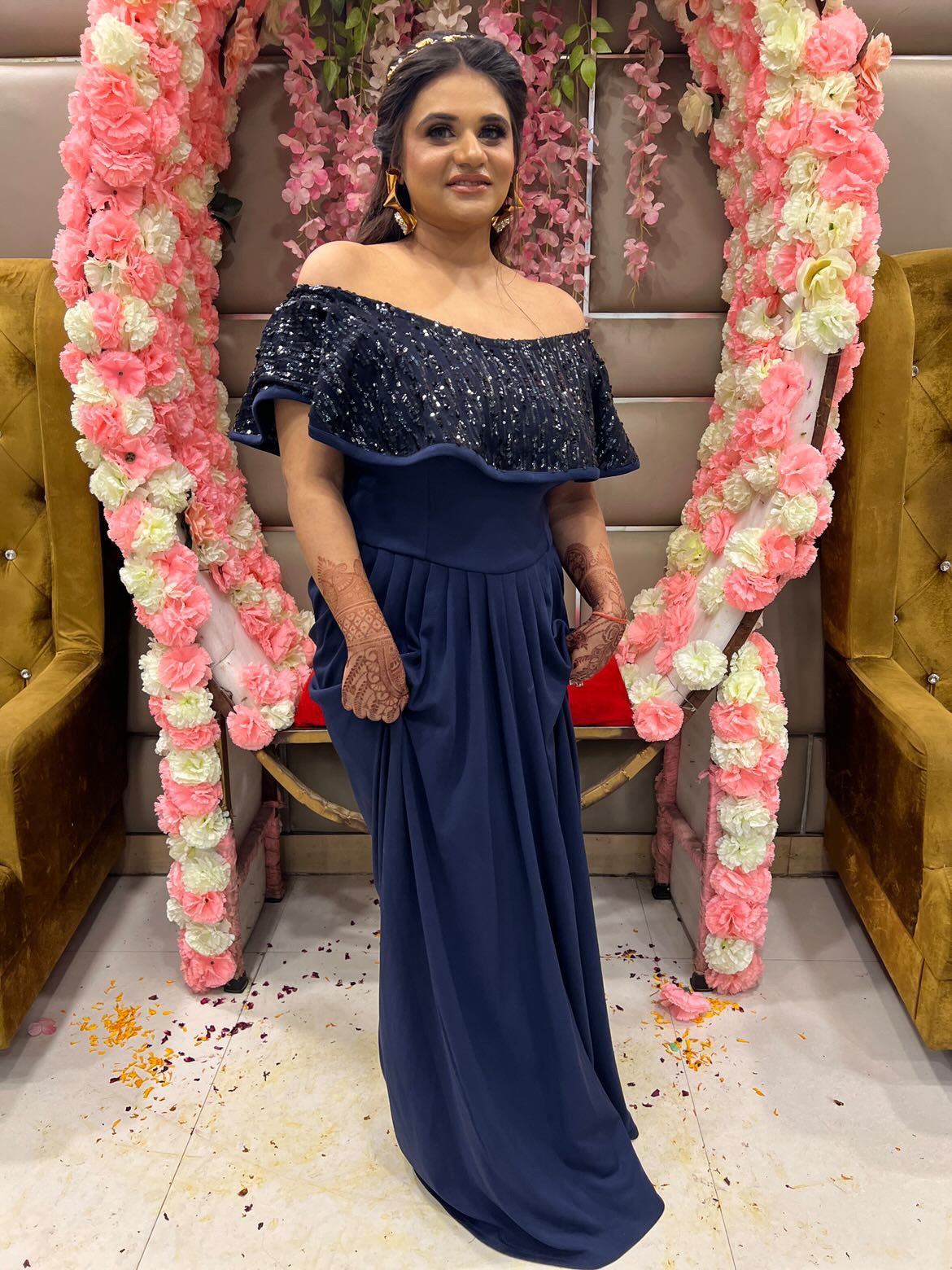 Sequin Navy Blue Drape