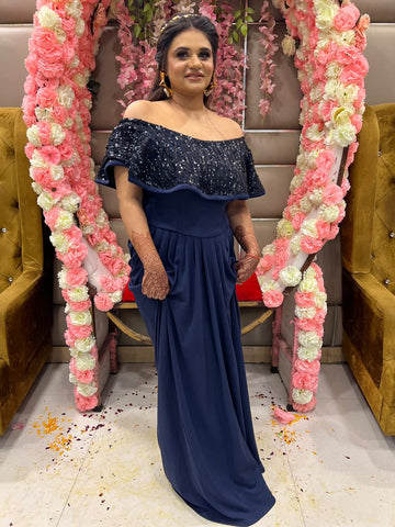 Sequin Navy Blue Drape