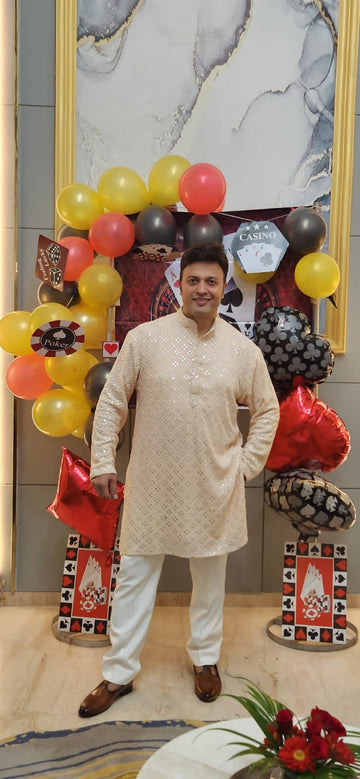 Menswear Fawn Faux Mirror Kurta