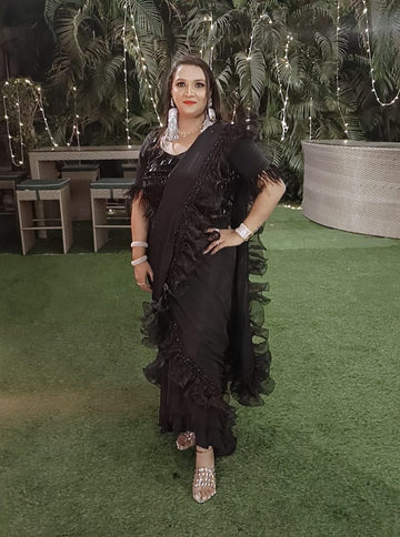 Black Drape Saree