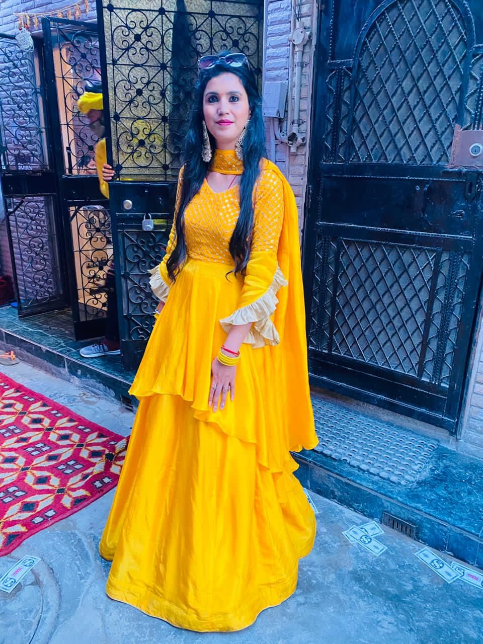 Yellow Sequin & Silk Lehenga