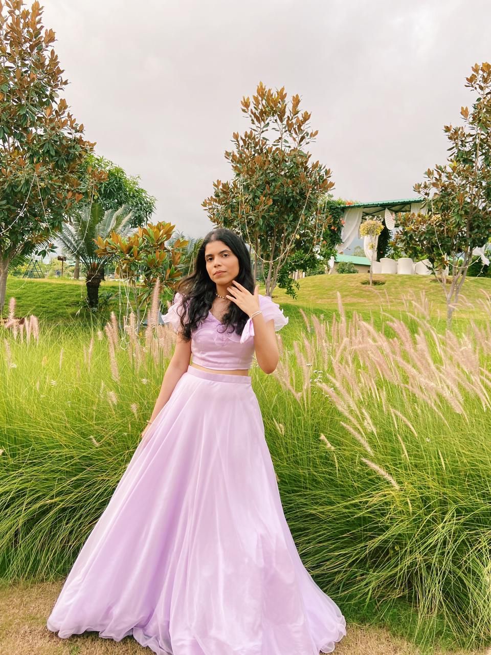 Lilac Organza Lehenga