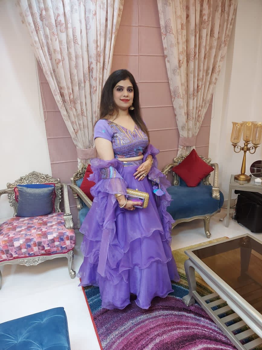 Mauve Lehenga with Ruffle Dupatta