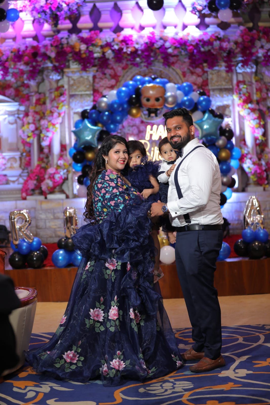 Navy Blue Handpainted Lehenga