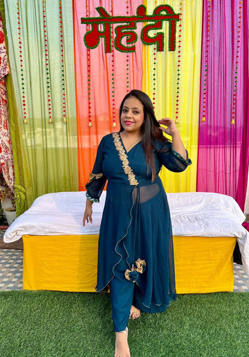 Peacock Georgette Suit