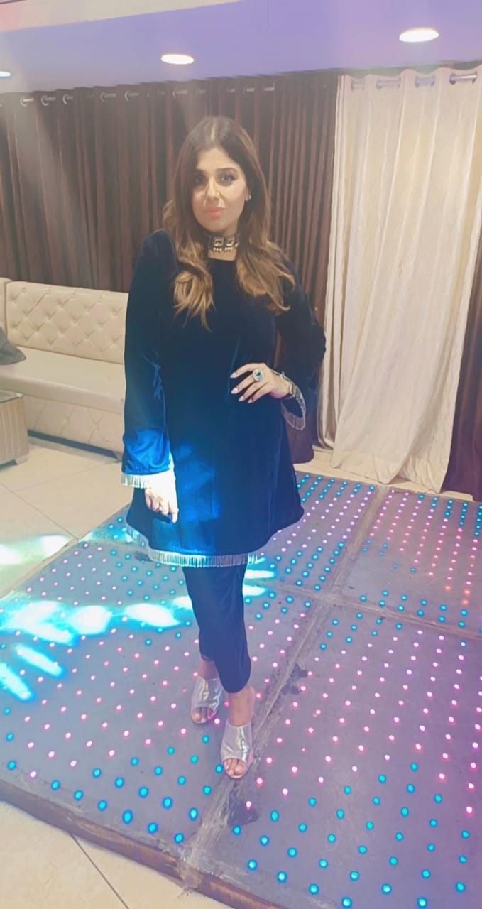 Fringe Blue Velvet Co-Ord Set