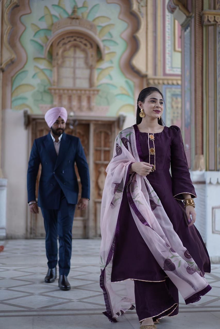 Dark Purple Silk Suit