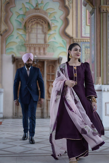 Dark Purple Silk Suit