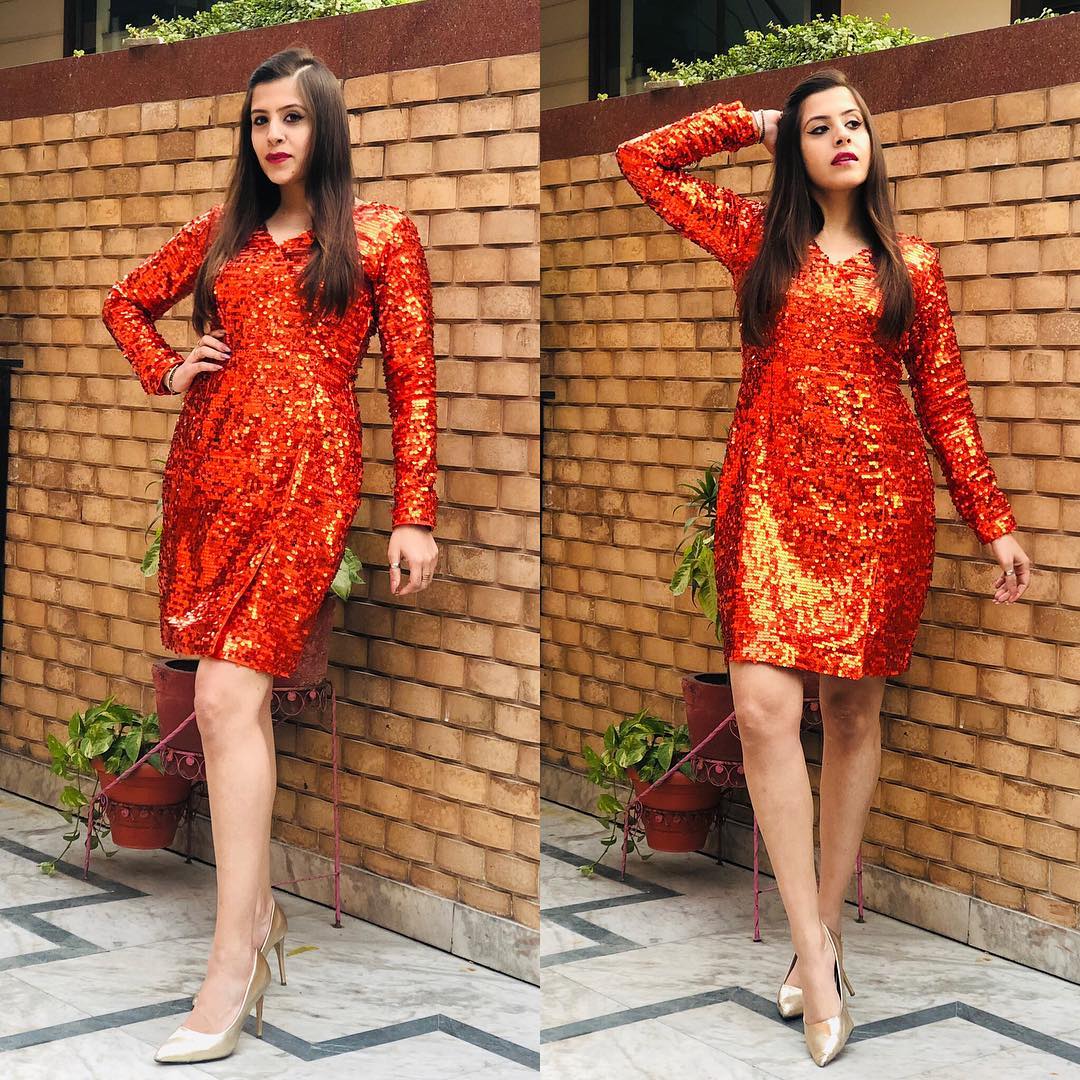 Sequin Orange Dress