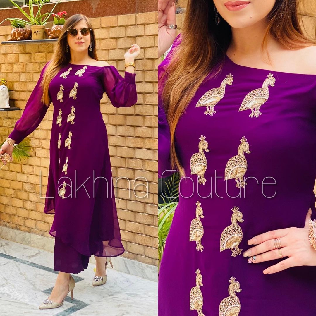 Purple Georgette Suit