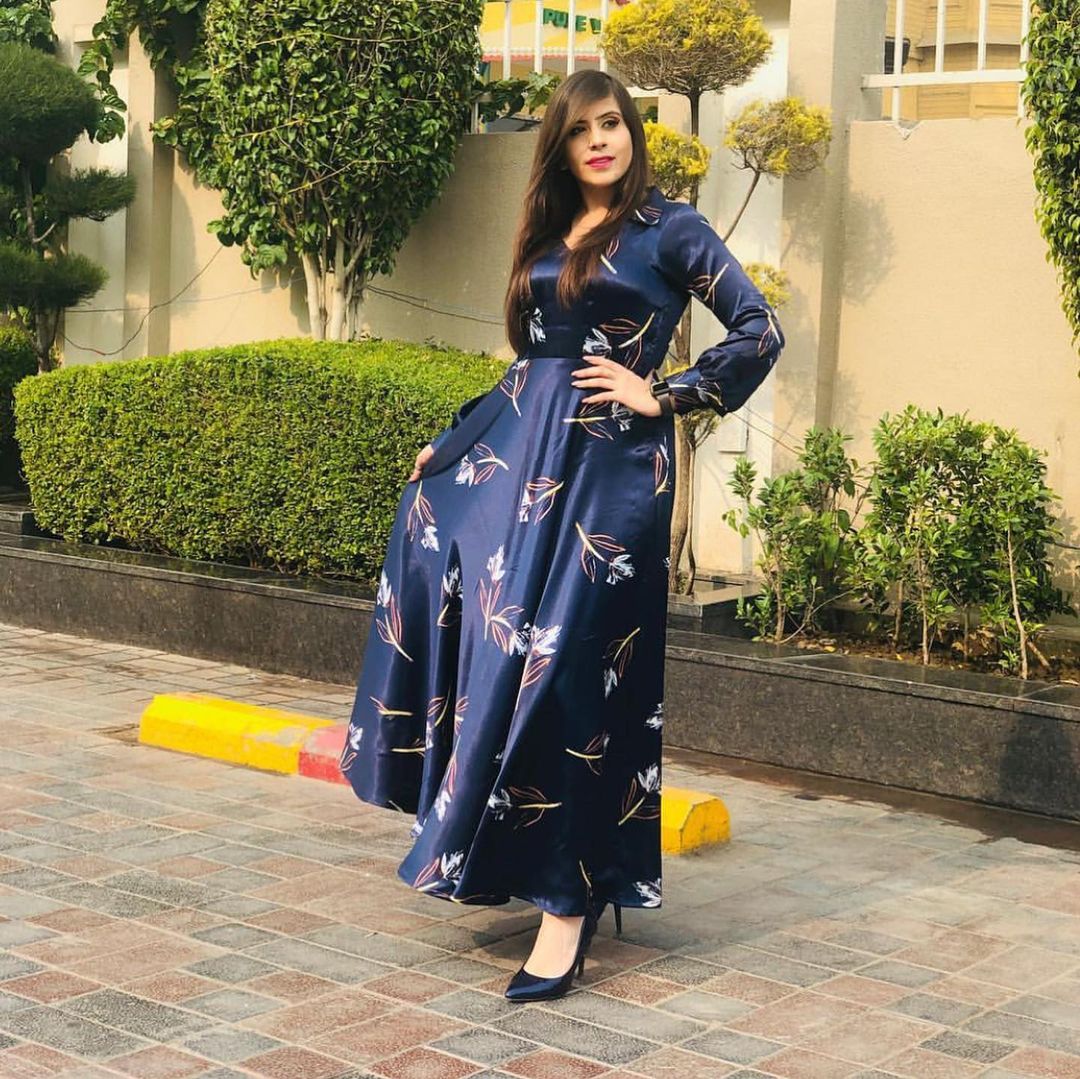 Navy Blue Satin Maxi