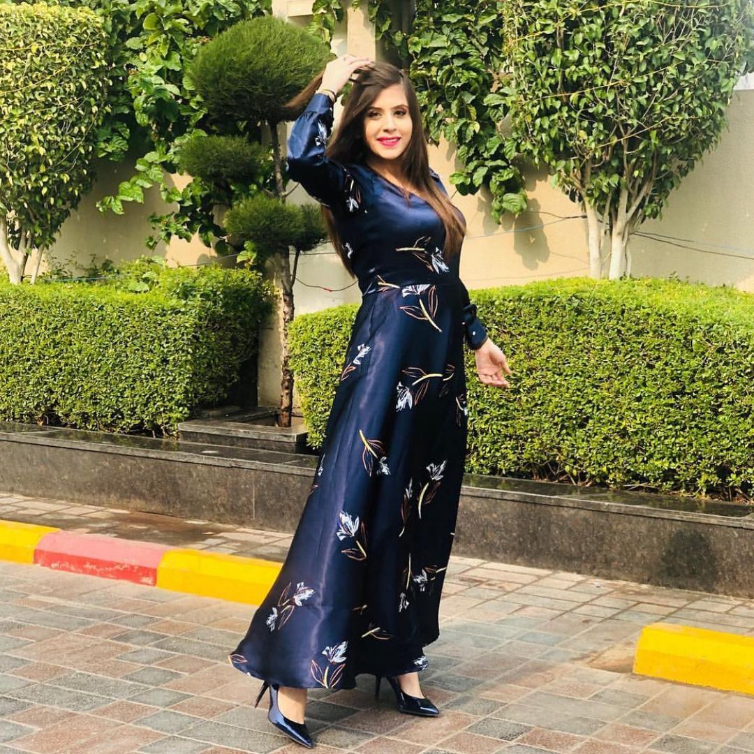 Navy Blue Satin Maxi