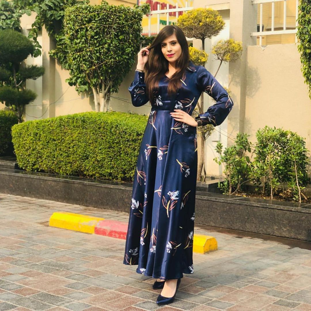 Navy Blue Satin Maxi