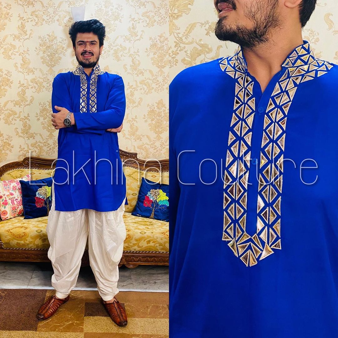 Menswear Royal Blue Leather Set