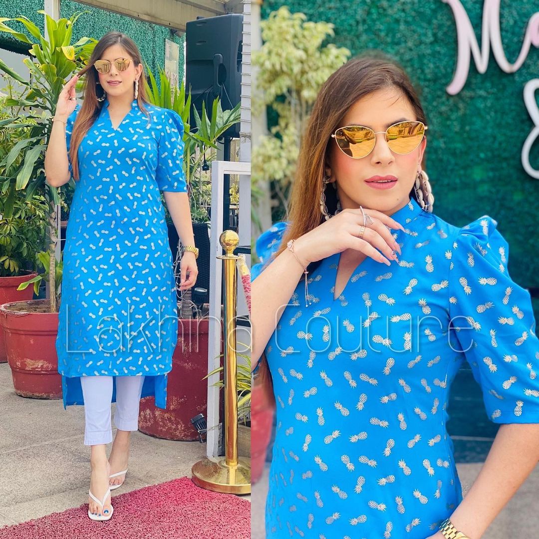 Turquoise Foil Kurti