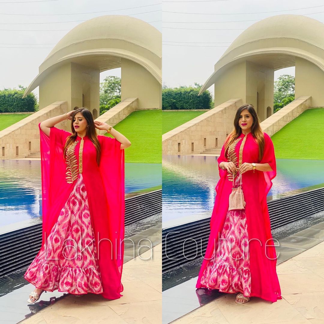 Hot Pink Georgette Kaftaan