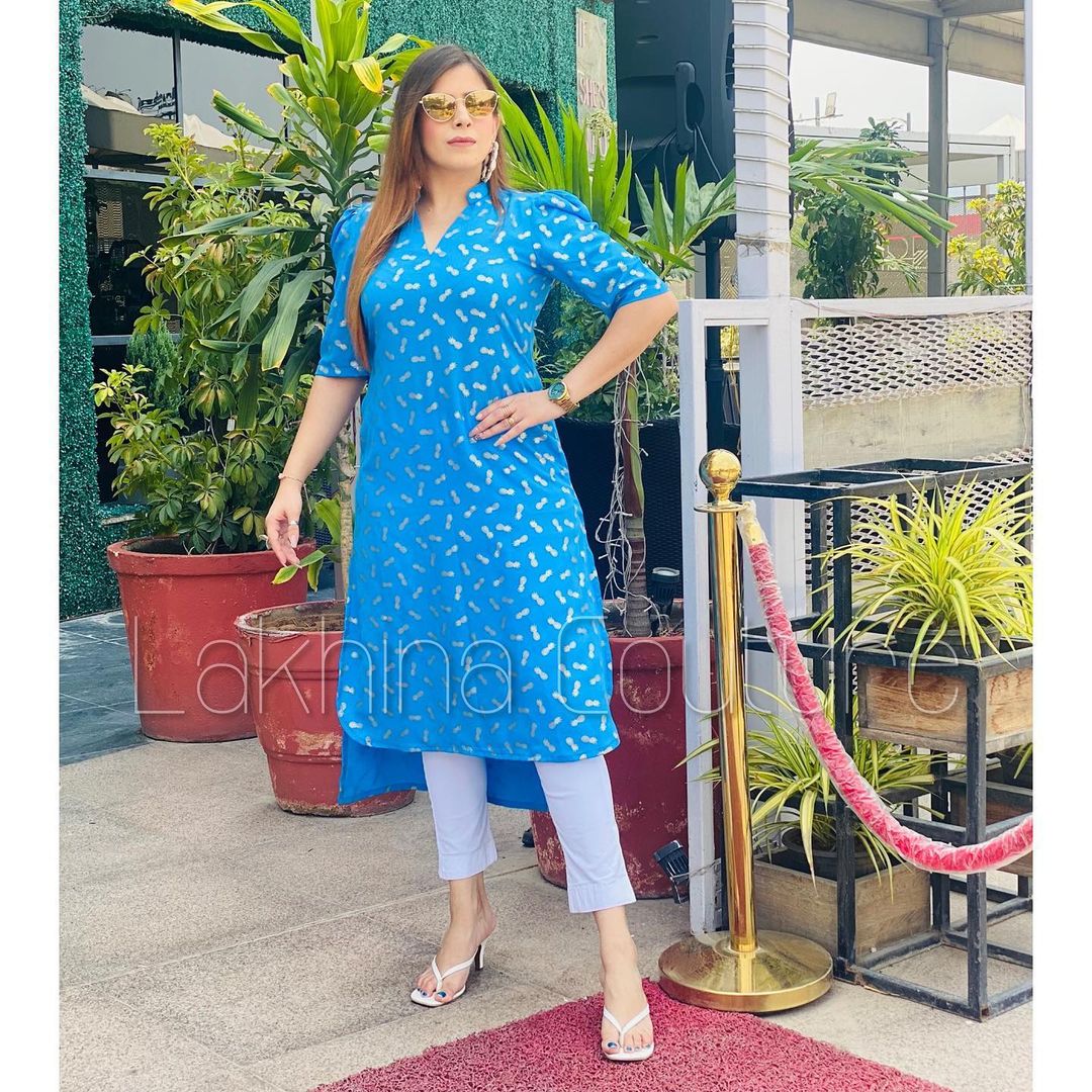 Turquoise Foil Kurti