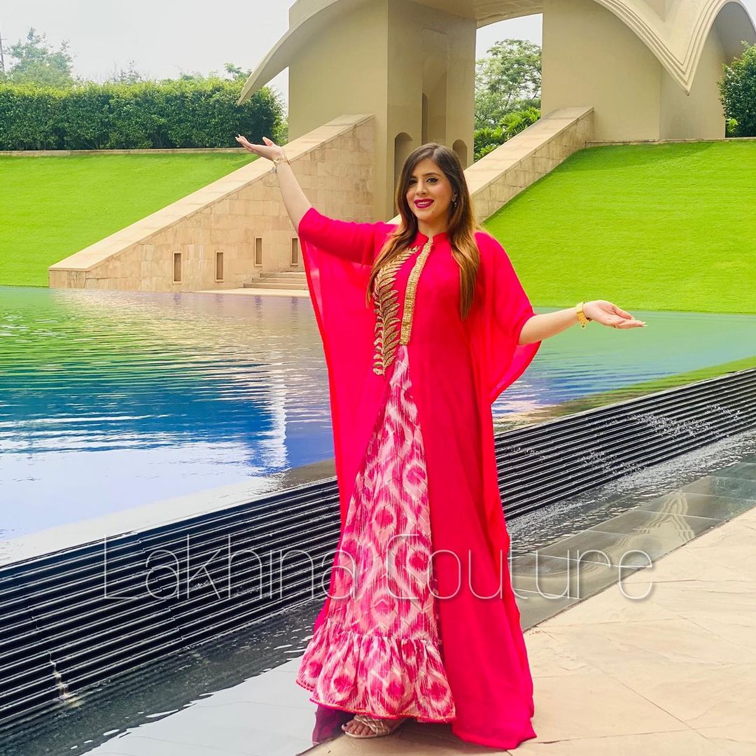 Hot Pink Georgette Kaftaan