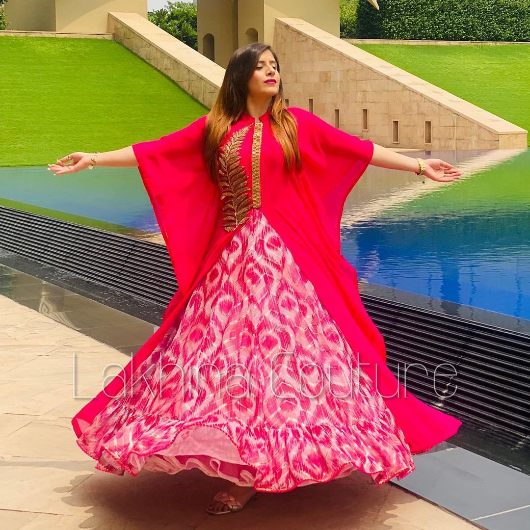 Hot Pink Georgette Kaftaan