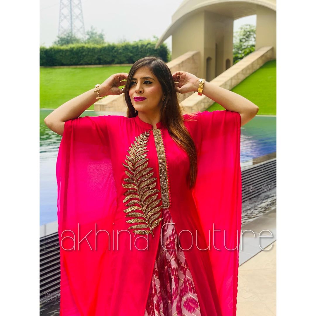 Hot Pink Georgette Kaftaan