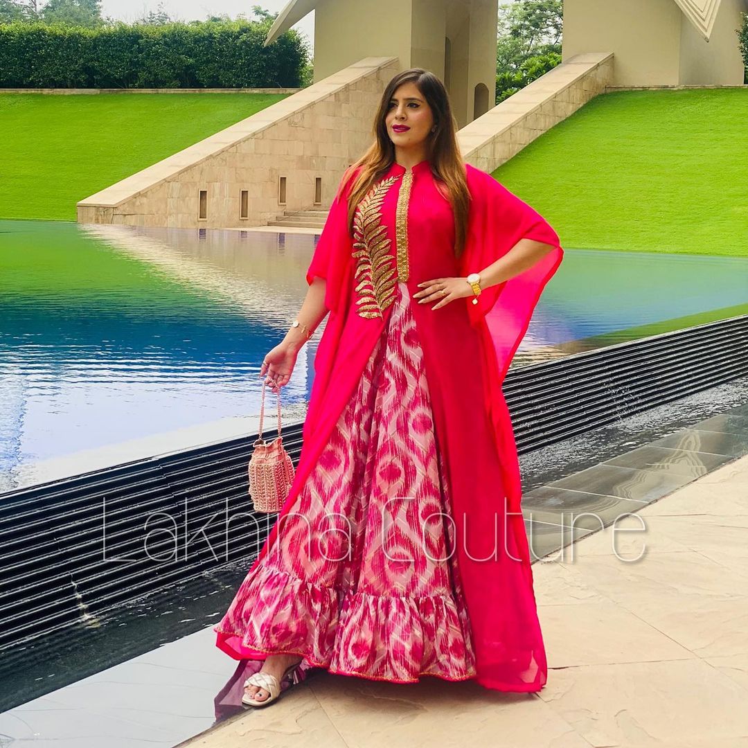 Hot Pink Georgette Kaftaan