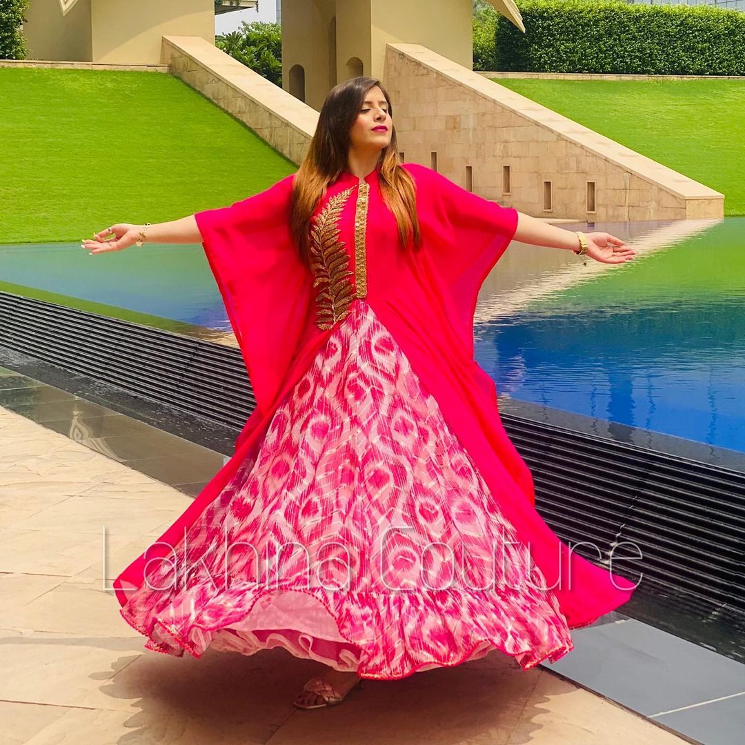 Hot Pink Georgette Kaftaan