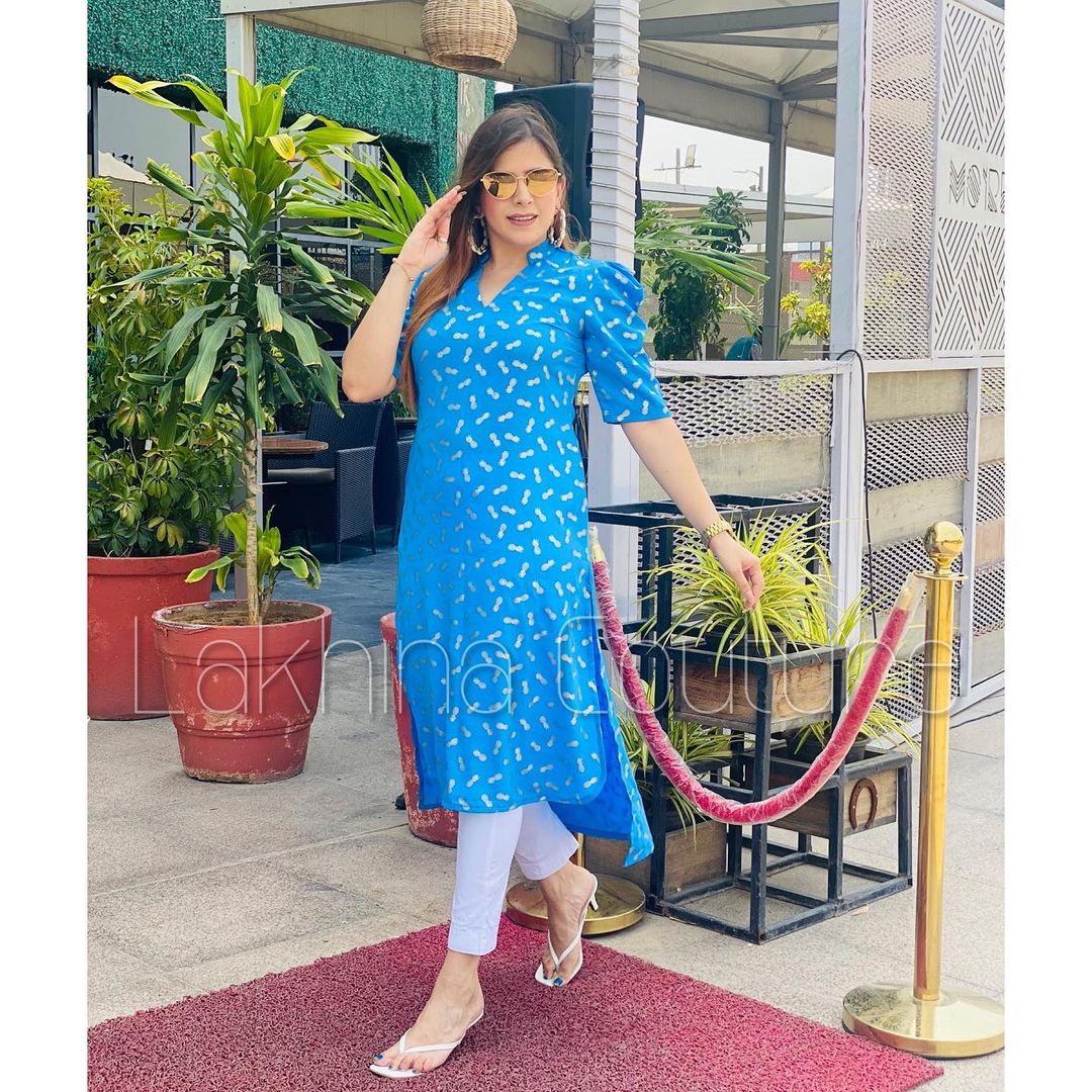 Turquoise Foil Kurti